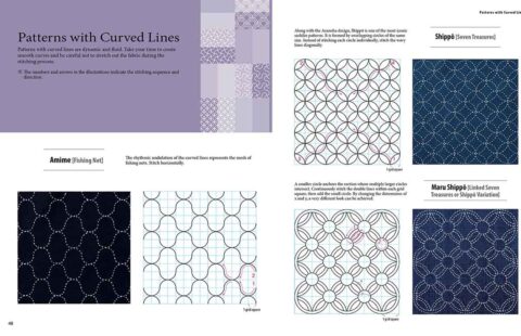 essential sashiko book boutique sha curved line patterns