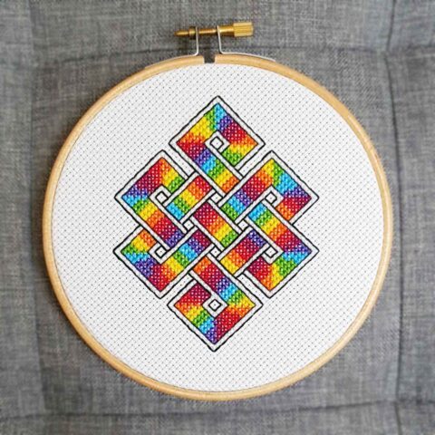 eternal knot baameow blackwork pattern rainbow 1200