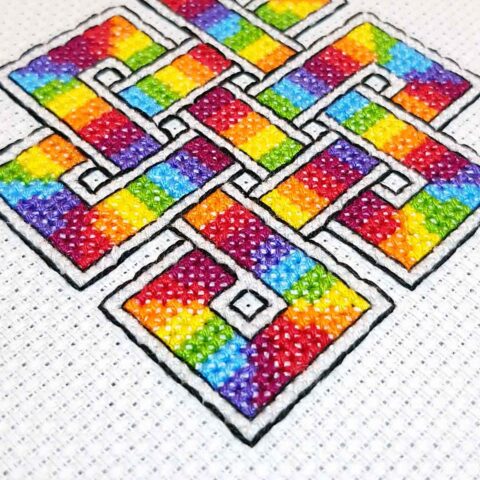 eternal knot baameow blackwork pattern rainbow closeup 1200