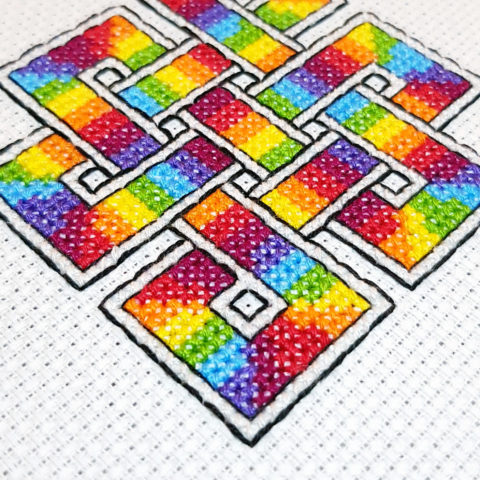eternal knot baameow pattern rainbow closeup