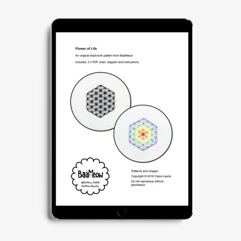 flower of life baameow pattern instructions shown on atablet