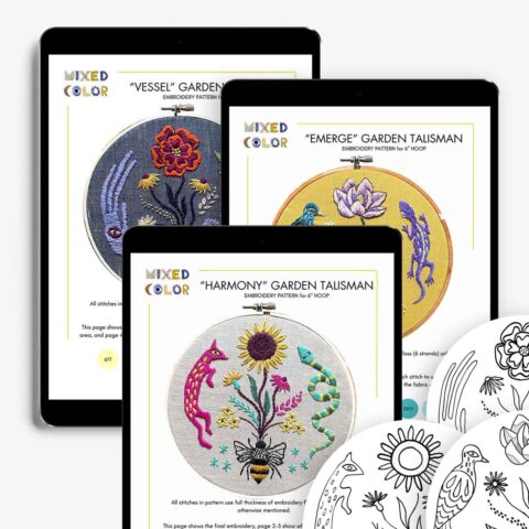 garden talisman stick and stitch embroidery patterns by Mixed Color in tablet