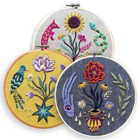 garden talismans embroidery hoops by Mixed Color