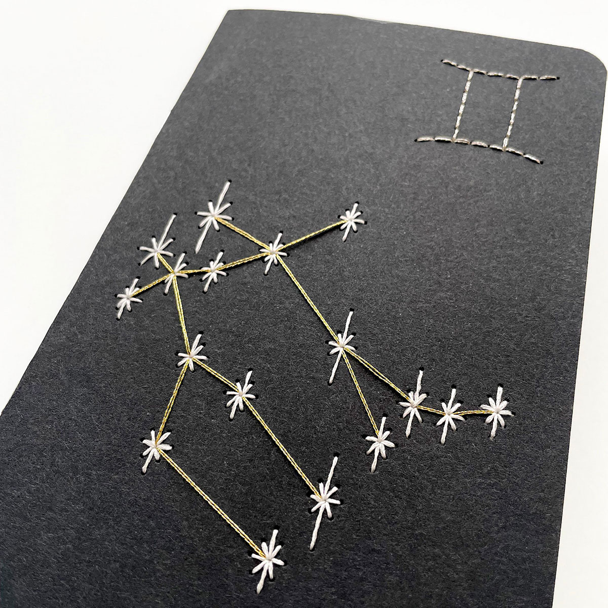 Gemini constellation paper embroidery by Mayuka Fiber Art - Maydel