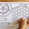 gion matsuri sashiko embroidery pattern by sashiko.lab being transferred