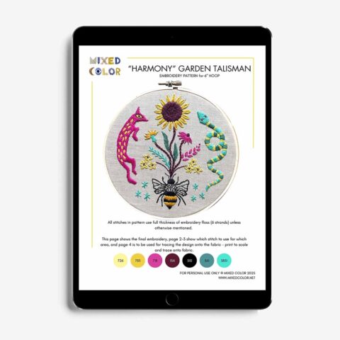 harmony garden talisman embroidery pattern by Mixed Color in tablet