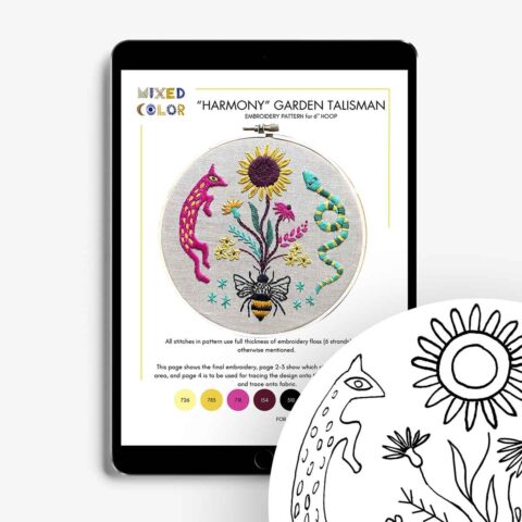 harmony garden talisman stick and stitch embroidery pattern by Mixed Color