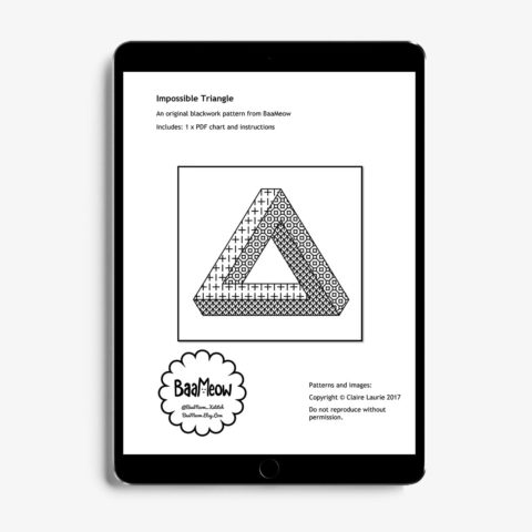 impossible penrose triangle baameow blackwork embroidery pattern