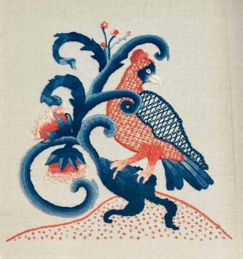 jacobean crewelwork bird embroidery elba embroidery