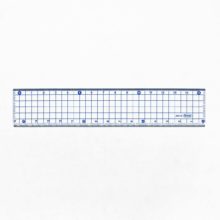 kyoei 16cm clear grid sashiko ruler blue