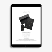 Libra zodiac paper embroidery pattern by mayuka fiber art show on tablet screen