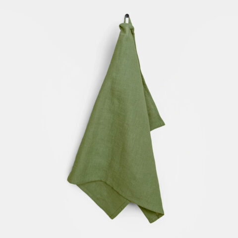 linen tea towel forest green