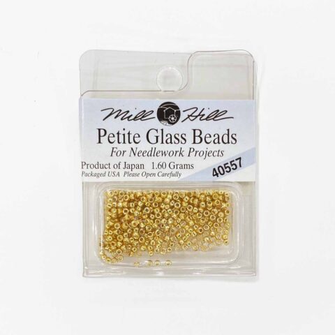 mill hill 15 0 petite glass seed beads for cross stitch needlework 40557 old gold