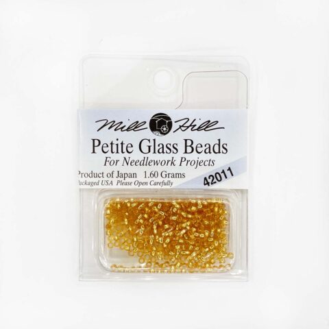 mill hill 15 0 petite glass seed beads for cross stitch needlework 42011 victorian gold