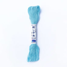 skein of olympus sashiko cotton thread in aqua