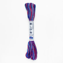 olympus sashiko cotton thread 76 variegated red blue purple