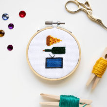 pizza booze telly mini cross stitch by short and loud
