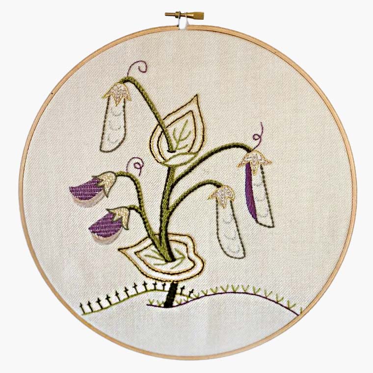 plant peapod traditional sfsnad embroidery