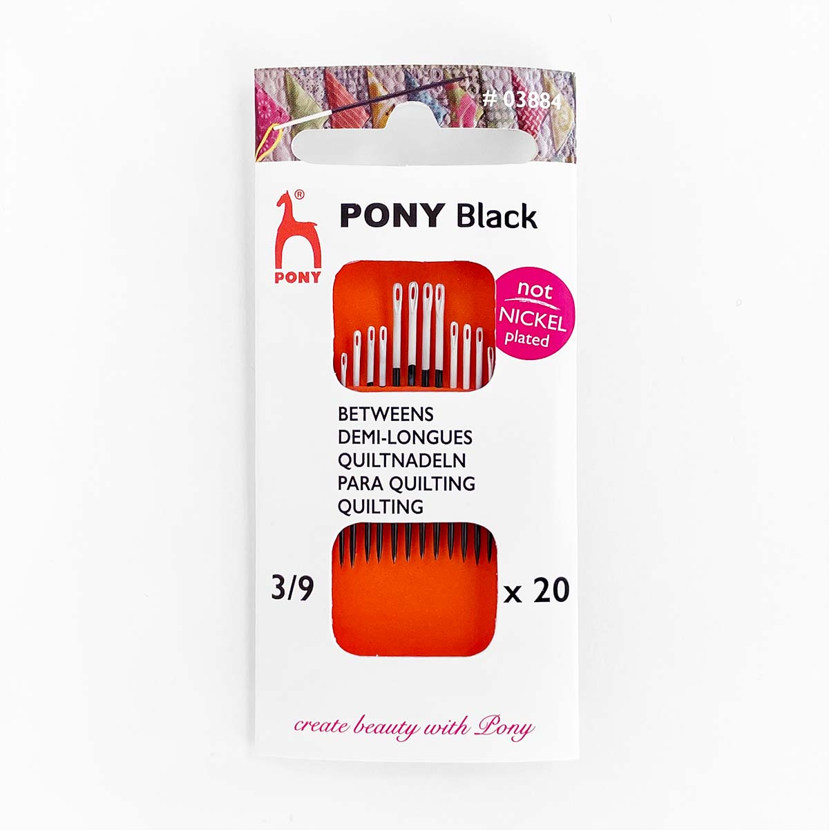 Pony Black nickel-free betweens needles with white eye - Maydel
