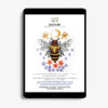 queen bee embroidery pattern by Mixed Color cover page shown on a digital tablet