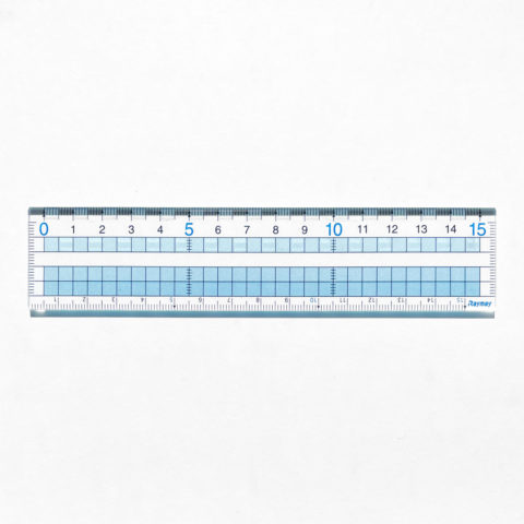 raymay 15cm clear grid sashiko ruler on white background