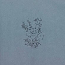 rose spray outline on taffeta