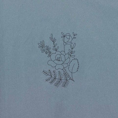 rose spray outline on taffeta