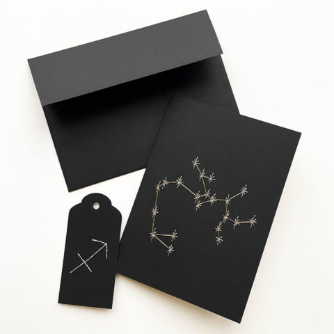 sagittarius astrology zodiac constellation paper embroidery card and gift tag