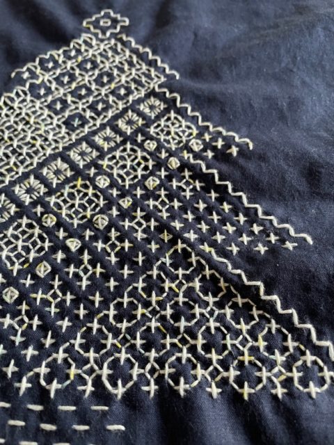 sashiko tree sampler embroidery pattern closeup 2