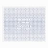 A white challah cover with the words shabbat shalom surrounded by blackwork embroidery in blue
