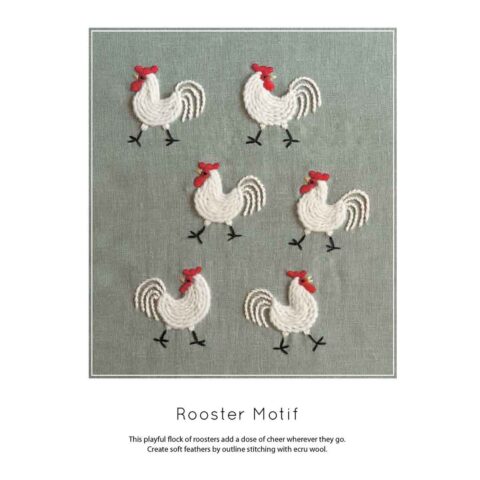 simply stitched with wool and cotton embroidery book yumiko higuchi rooster motif