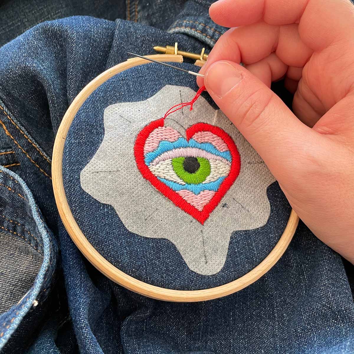 Medium Heart and Eye embroidered patch