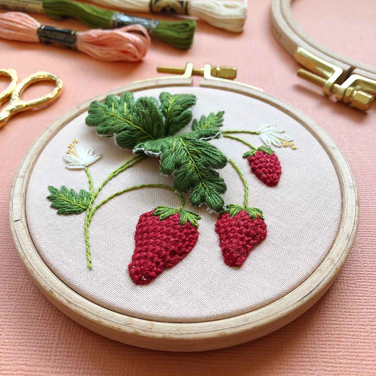 stumpwork needle lace strawberry embroidery mcreativej