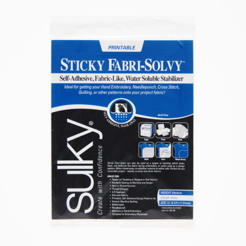 sulky sticky fabri solvy water soluble adhesive stabilizer in package