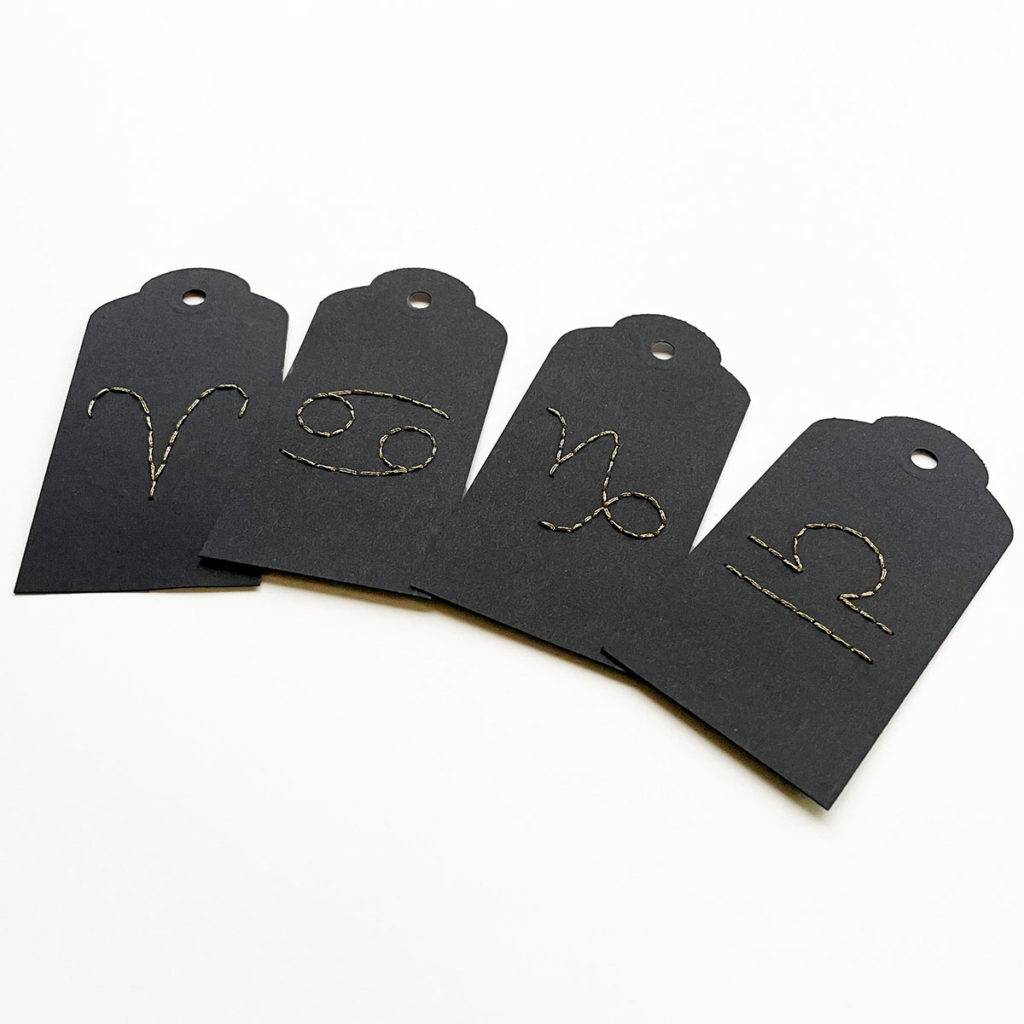 Astrology Zodiac embroidered tags by Mayuka Fiber Art Maydel