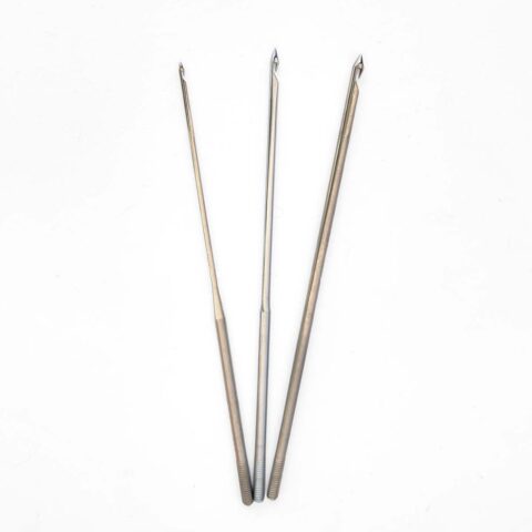 three tambour hook needles for luneville chain stitch embroidery in different sizes