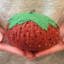 tomato corduroy pincushion