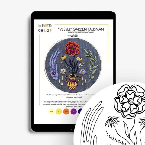 vessel garden talisman stick and stitch embroidery pattern by Mixed Color