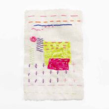 visible mending sampler pink green