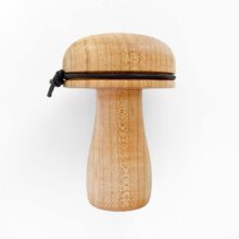 wood darning mushroom with flat bottom and elastic band