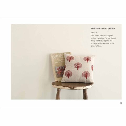 zakka embroidery book yumiko higuchi red tree throw pillow